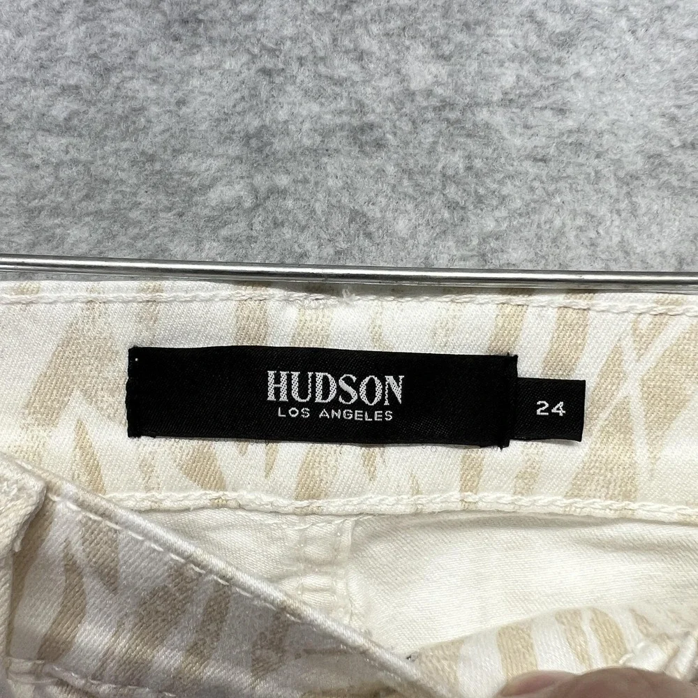 Hudson Holly Straight Jean Womens 24x30 Beige White Animal Print High Rise Denim - Picture 3 of 10